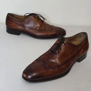 Mens Magnanni Wingtip Oxford - Spain Handcrafted Brown/Cognac Size 9.5